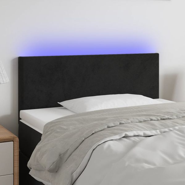 vidaXL Čelo postele s LED čierne 80x5x78/88 cm zamat