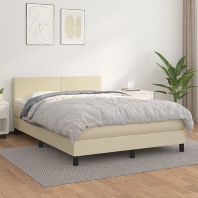 vidaXL Boxspring posteľ s matracom krémová 140x190 cm umelá koža