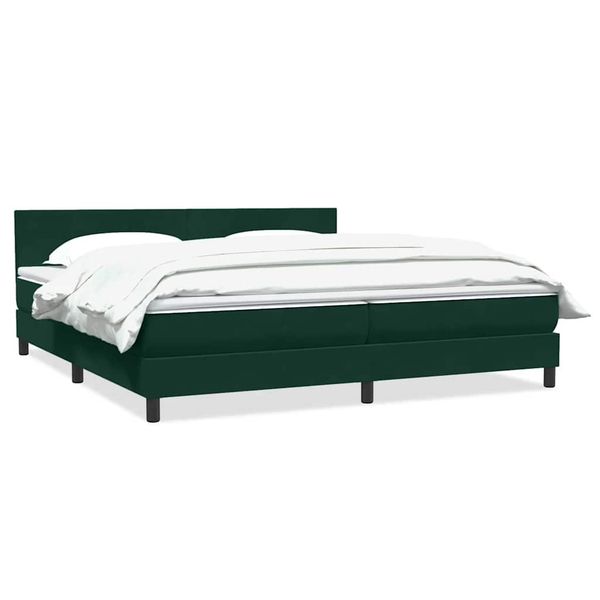 vidaXL Posteľný rám boxsping s matracom tmavozelený 200x220 cm zamat