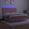 vidaXL Posteľný rám boxsping s matracom a LED ružový 180x200 cm zamat