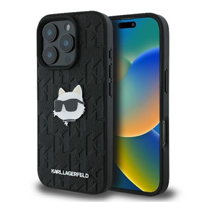 Puzdro Karl Lagerfeld pre iPhone 16 Pro Max 6,9" KLHCP16XPGKLCHPK čierne Hard Monogram Choupette Head Pin