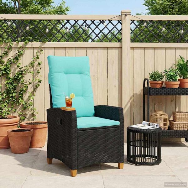 vidaXL Polohovacie kreslo s podnosom na čaj 62 x 64 x 112 cm polyratan