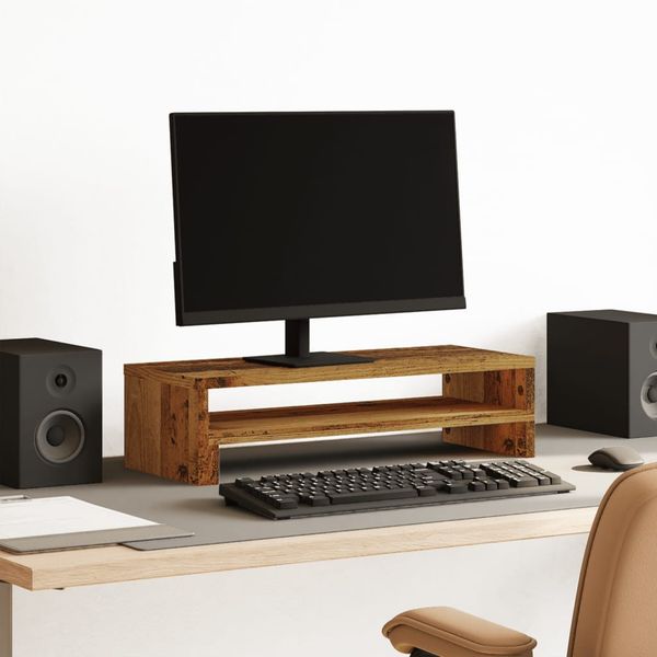 vidaXL Stojan na monitor staré drevo 54x22x15 cm kompozitné drevo