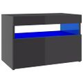 vidaXL TV skrinka s LED svetlami lesklá sivá 60x35x40 cm
