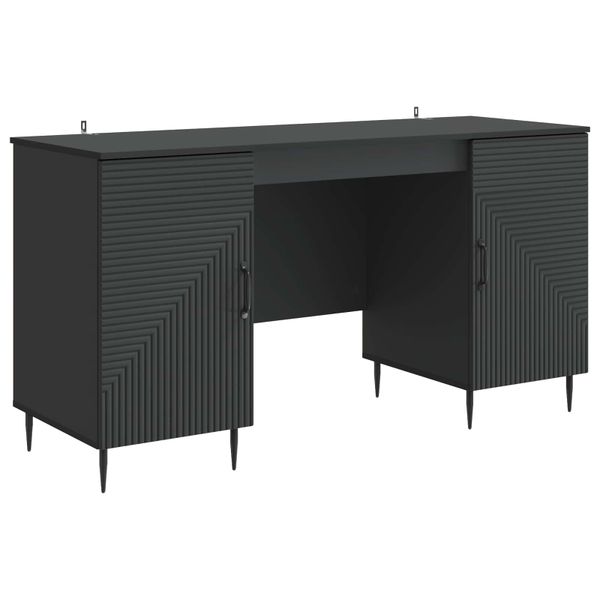 vidaXL Stôl s poličkou Čierna 142,5 x 50 x 75 cm Kompozitné drevo
