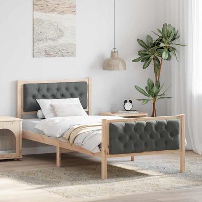 vidaXL Rám postele Tmavo šedá 90 x 190 cm Masívne borovicové drevo