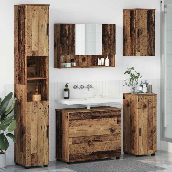 vidaXL Sada kúpeľňového nábytku 5 ks Staré drevo 35 x 30 x 192 cm