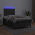 vidaXL Boxspring posteľ s matracom a LED čierna 120x200 cm umelá koža