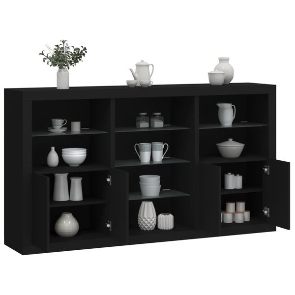 vidaXL Komoda s LED svetlami čierna 181,5x37x100 cm