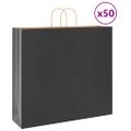 vidaXL Papierové tašky 50 ks s rúčkami, čierna, 54x15x49 cm