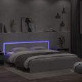 vidaXL Posteľný rám s čelom a LED biely 200x200 cm