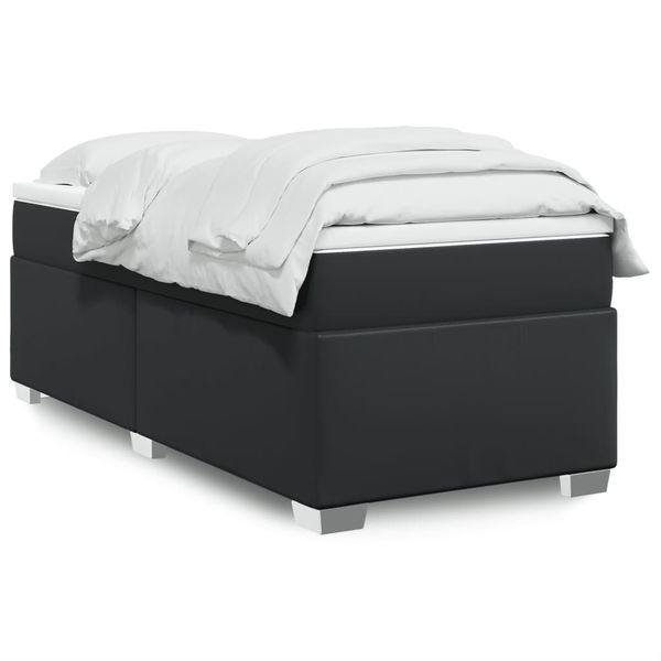 vidaXL Boxspring posteľ s matracom čierna 90x200 cm umelá koža