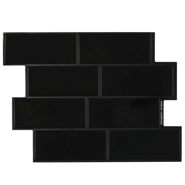 vidaXL Subway dlažba 50 pcs Čierna 29 x 21 cm Polyuretán a PET