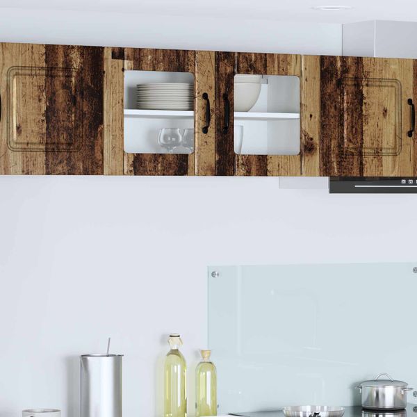 vidaXL Nástenný sklenený kabinet LUCCA Staré drevo 80 x 31 x 40 cm