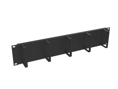 Vyväzovací panel 19" 2U BK oceľový VP-02-2-00-B