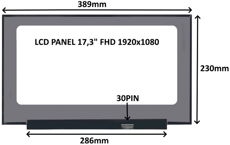 LCD PANEL 17,3'' FHD 1920x1080 30PIN MATNÝ IPS / BEZ ÚCHYTOV