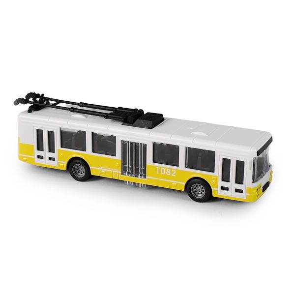 Trolejbus MHD žltý 16 cm - otváracie dvere