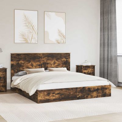 vidaXL Úložná posteľ Dymová dub 180 x 200 cm Kompozitné drevo