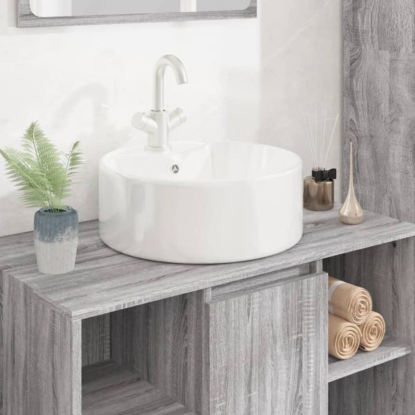 vidaXL Umývadlo biele 40x14,5 cm keramické okrúhle