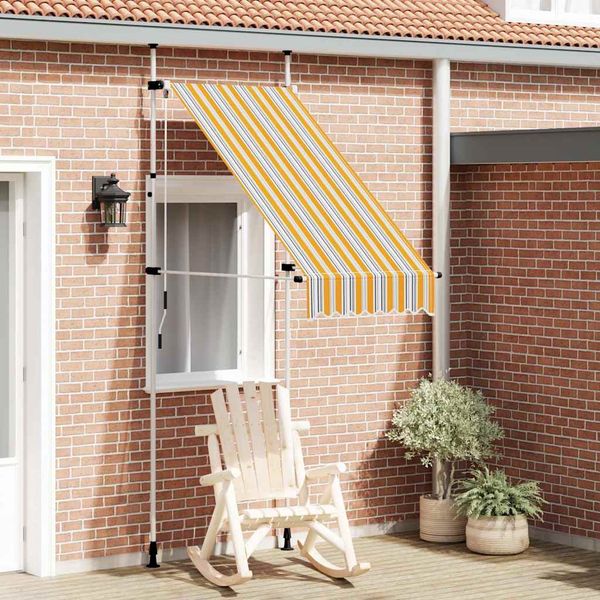 vidaXL Ručne zaťahovacia markíza 100 cm žlto-modré pásiky
