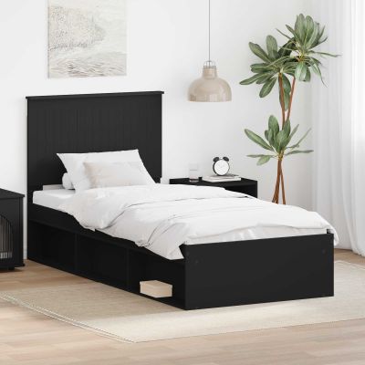 vidaXL Rám postele Čierna 90 x 190 cm Masívne borovicové drevo