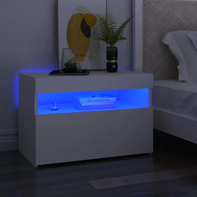 vidaXL Nočný stolík a LED svetlá 2ks biele 60x35x40cm spracované drevo