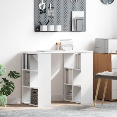 vidaXL Stôl s poličkou Biela 90 x 50 x 75 cm Kompozitné drevo