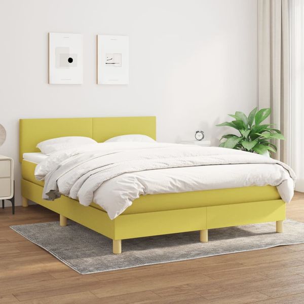 vidaXL Boxspring posteľ s matracom zelená 140x190 cm látka