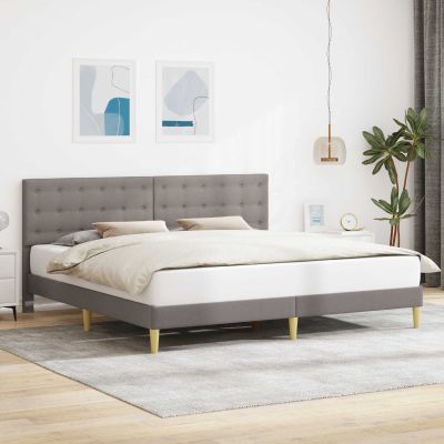 vidaXL Rám postele s čelnou doskou Sivohnedá 200 x 200 cm Látka