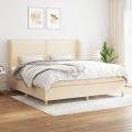 vidaXL Boxspring posteľ s matracom krémová 200x200 cm látka