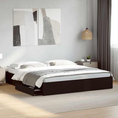 vidaXL Posteľný rám so zásuvkami čierny 200x200 cm kompozitné drevo