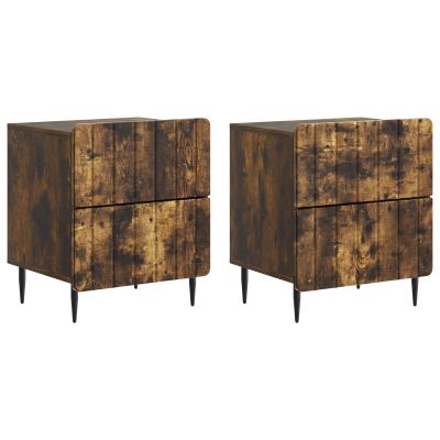 vidaXL Nočný stolík so zásuvkou 2 pcs Dymový dub 43 x 34,5 x 49,5 cm