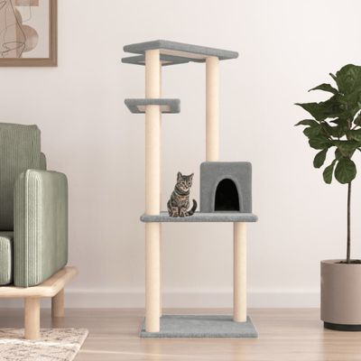 vidaXL Škrabadlo pre mačky so sisalovými stĺpikmi bledosivé 123 cm