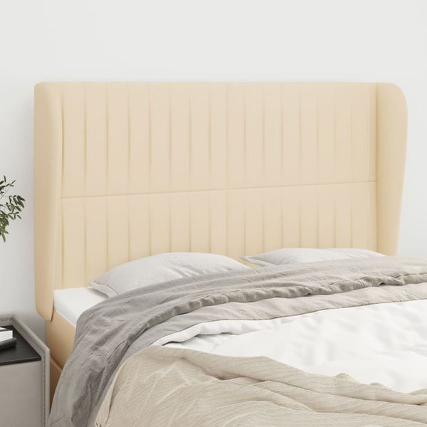 vidaXL Čelo postele so záhybmi krémový 147x23x118/128 cm látka
