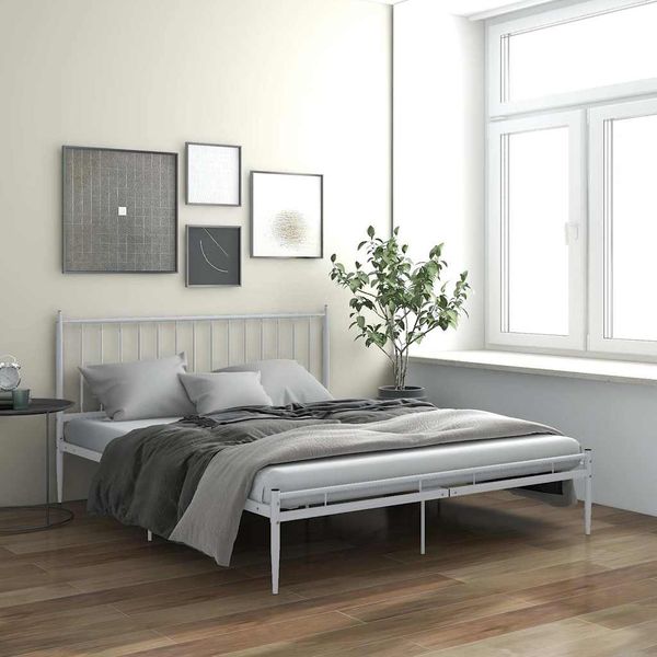 vidaXL Posteľný rám biely kovový 200x200 cm