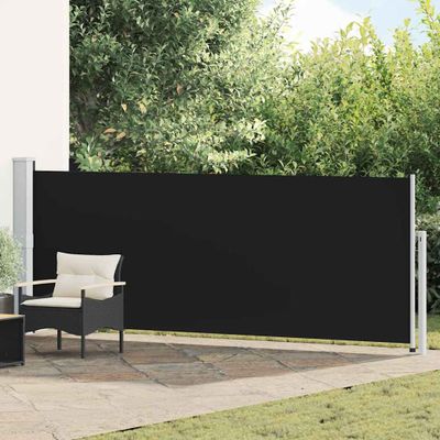 vidaXL Zaťahovacia bočná markíza na terasu 140x514 cm, čierna