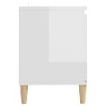 vidaXL TV stolík nohy z masívneho dreva lesklý biely 103,5x35x50 cm