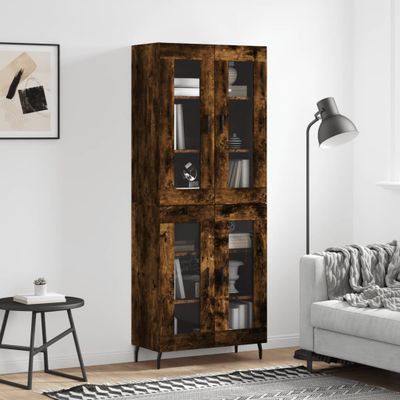 vidaXL Vysoká skrinka dymový dub 69,5x34x180 cm spracované drevo