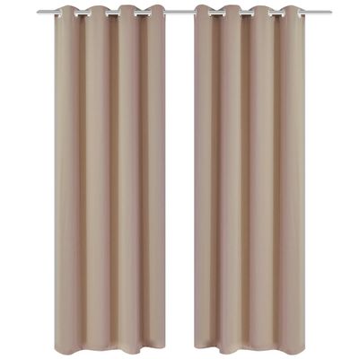 vidaXL Zatemňovací záves s kovovými očkami, 2 ks, 135x175 cm, krémový