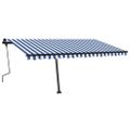 vidaXL Stojaca ručne zaťahovacia markíza 450x300 cm modro-biela