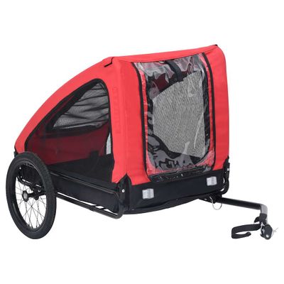 vidaXL Vozík za bicykel pre psa, červeno čierny