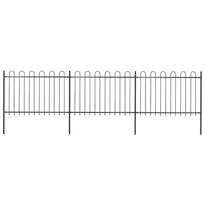 vidaXL Záhradný plot s oblúkom navrchu, oceľový 504x120 cm, čierny