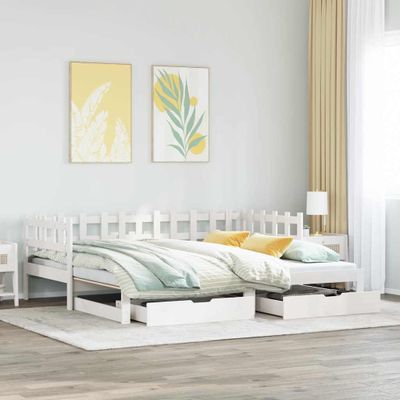 vidaXL Rozkladacia denná posteľ s matracmi bez matraca biela 80x200 cm