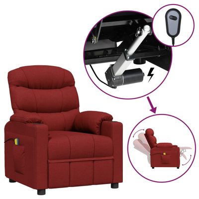 vidaXL Elektrické masážne kreslo vínovočervené látkové