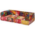 vidaXL 2-miestna modulárna taburetka, patchwork, látka