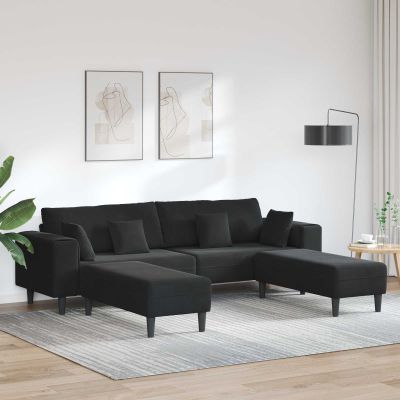 vidaXL Pohovka 3 pcs Čierna 250 x 188 x 76 cm Zamat