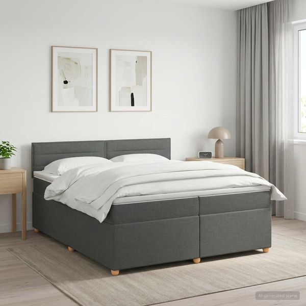 vidaXL Posteľ boxspring s matracom Tmavosivá 200 x 200 cm Látka