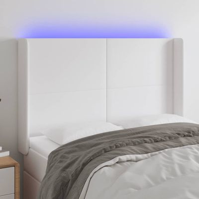 VidaXL Čelo postele biele 147x16x118/128 cm umelá koža