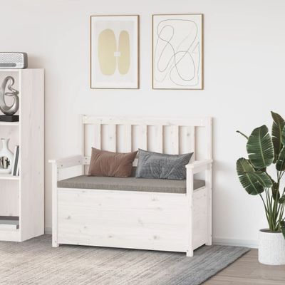 vidaXL Lavička biela 112,5x51,5x96,5 cm masívne mangovníkové drevo
