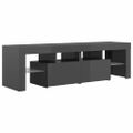 vidaXL TV skrinka s LED svetlami, lesklá sivá 140x36,5x40 cm
